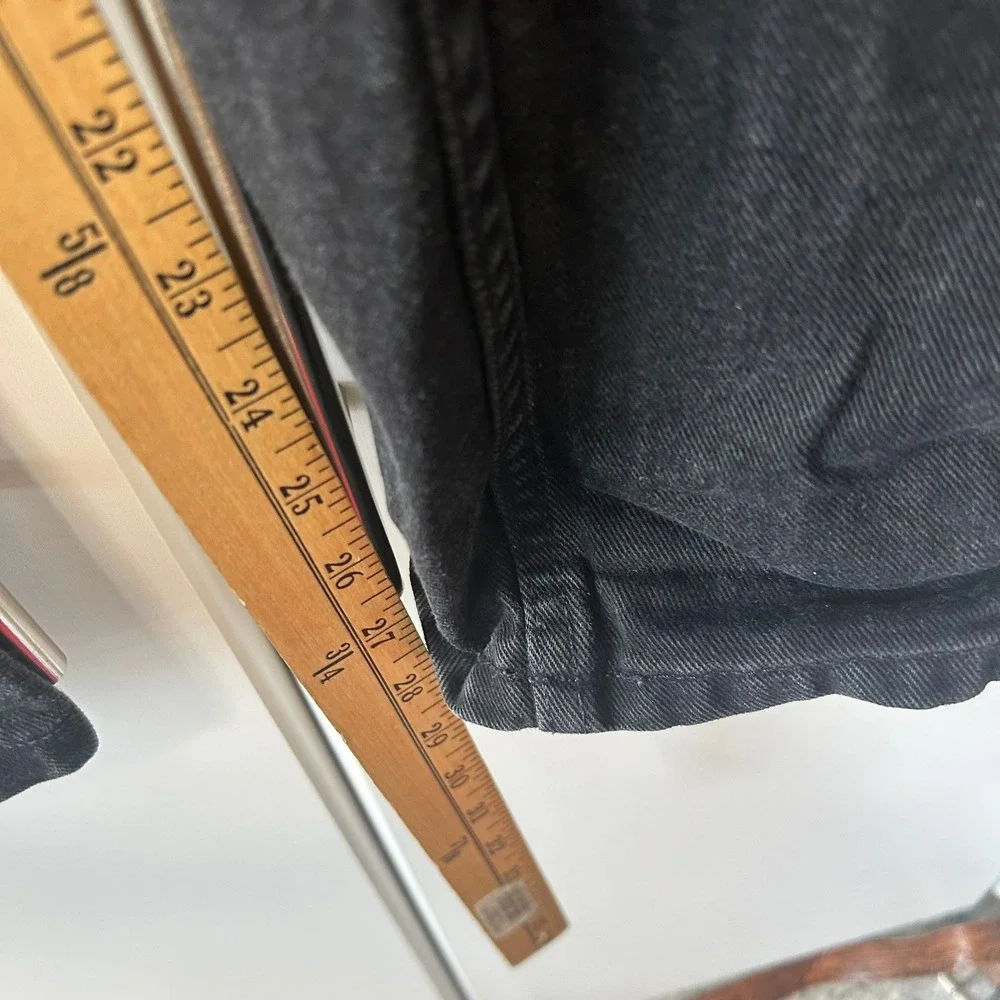 Tommy Hilfiger Vintage High Waisted Black Denim Jeans Straight Leg Flag Logo